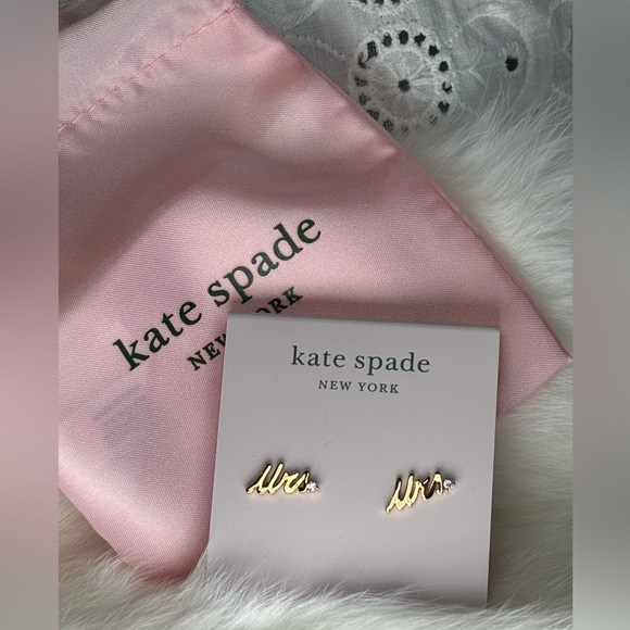 Kate Spade say yes gold and cubic zirconia earrings comes with bag new with tag. - Picture 3 of 4